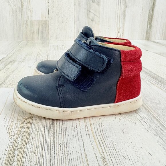 Jacadi Paris Navy Blue Red Leather Boots Sz 21 Baby Boys Sz 5 18 M - Picture 5 of 11
